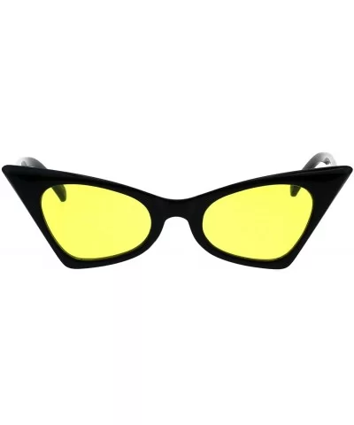 Womens Pimp Color Lens 80s Futuristic Narrow Gothic Cat Eye Sunglasses - Black Yellow - C918E094Z7H $8.69 Cat Eye