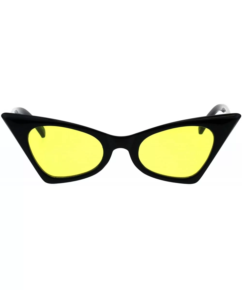 Womens Pimp Color Lens 80s Futuristic Narrow Gothic Cat Eye Sunglasses - Black Yellow - C918E094Z7H $8.69 Cat Eye