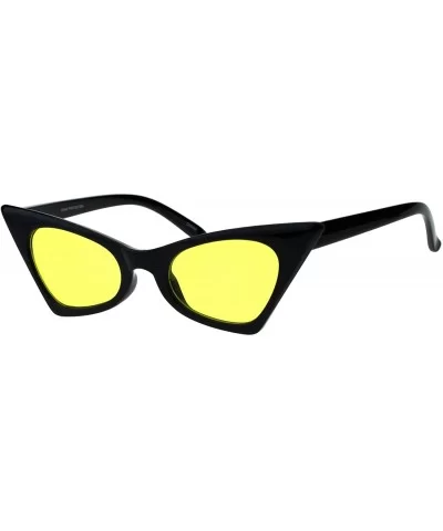 Womens Pimp Color Lens 80s Futuristic Narrow Gothic Cat Eye Sunglasses - Black Yellow - C918E094Z7H $8.69 Cat Eye