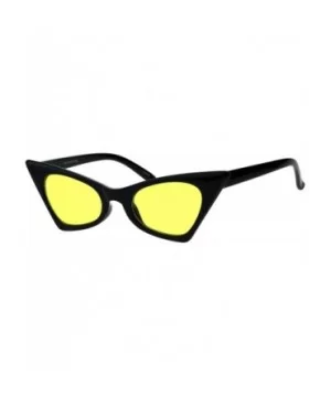 Womens Pimp Color Lens 80s Futuristic Narrow Gothic Cat Eye Sunglasses - Black Yellow - C918E094Z7H $8.69 Cat Eye