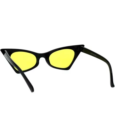 Womens Pimp Color Lens 80s Futuristic Narrow Gothic Cat Eye Sunglasses - Black Yellow - C918E094Z7H $8.69 Cat Eye