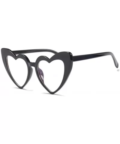 Heart Shaped Cateye Sunglasses - Black- Clear - C418HYG2O6O $4.97 Goggle