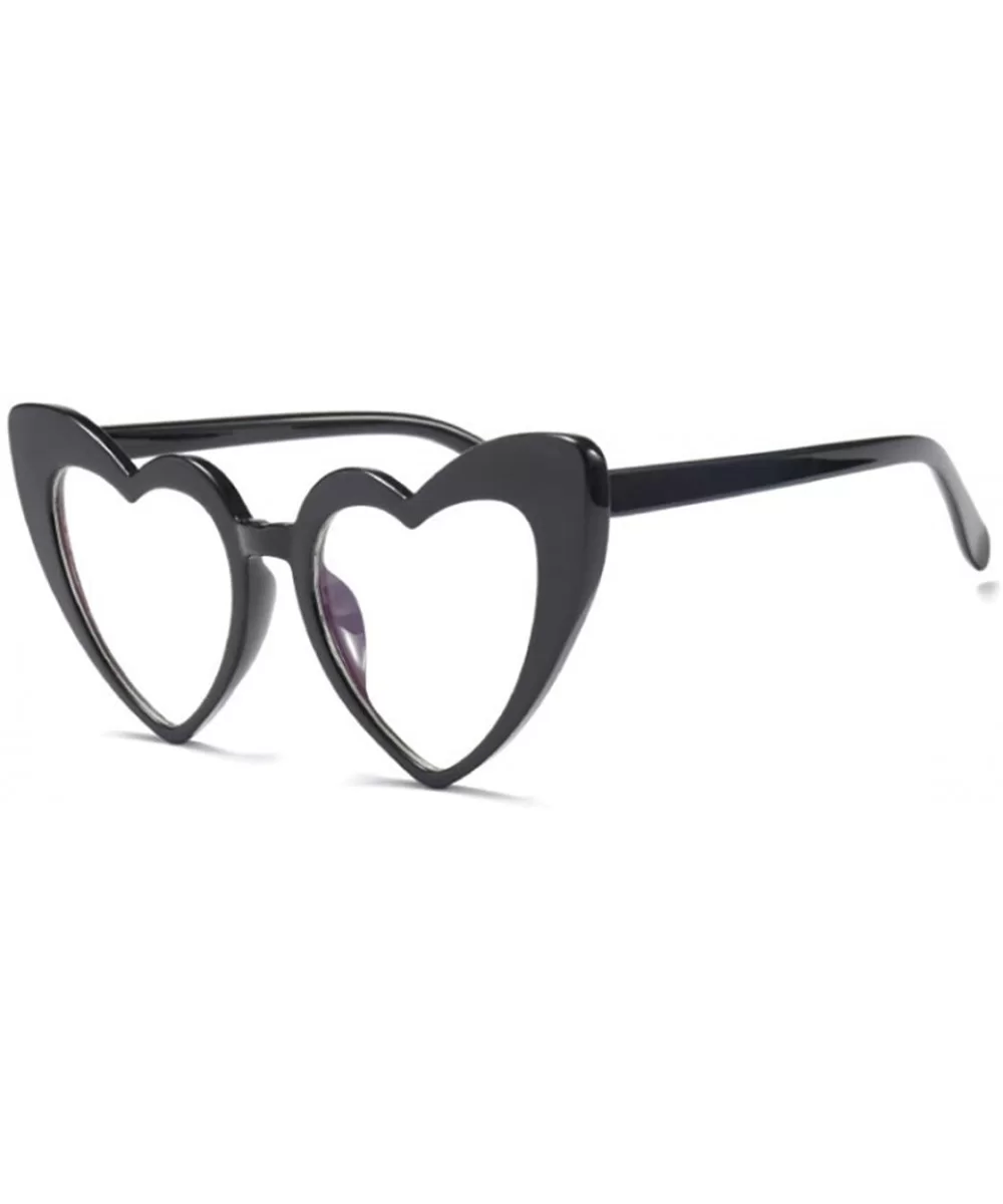 Heart Shaped Cateye Sunglasses - Black- Clear - C418HYG2O6O $4.97 Goggle