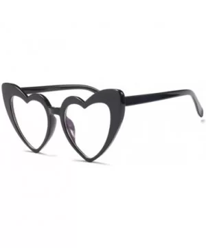 Heart Shaped Cateye Sunglasses - Black- Clear - C418HYG2O6O $4.97 Goggle