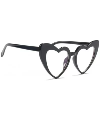 Heart Shaped Cateye Sunglasses - Black- Clear - C418HYG2O6O $4.97 Goggle