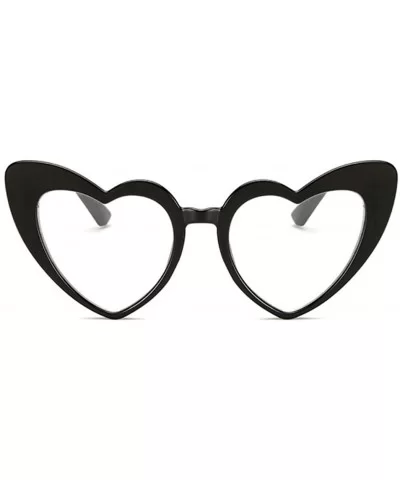 Heart Shaped Cateye Sunglasses - Black- Clear - C418HYG2O6O $4.97 Goggle