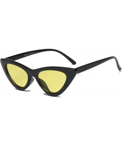 Women Retro Vintage Slim Round Cat Eye Fashion Sunglasses - Yellow - CY18WR9S07S $20.63 Cat Eye