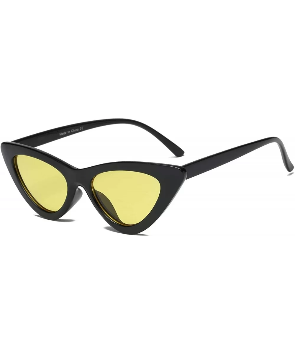 Women Retro Vintage Slim Round Cat Eye Fashion Sunglasses - Yellow - CY18WR9S07S $20.63 Cat Eye