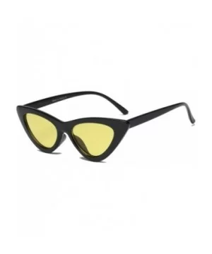 Women Retro Vintage Slim Round Cat Eye Fashion Sunglasses - Yellow - CY18WR9S07S $20.63 Cat Eye