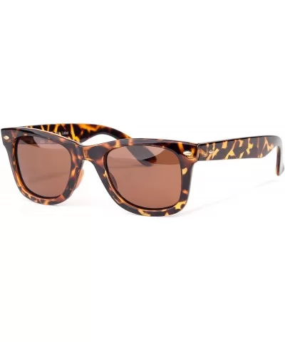 Sunglasses for Women UV400 Lens Rivet Trim Square Frame - Brown Lens/Tortoise Frame - CC18EXS7R6O $7.94 Square