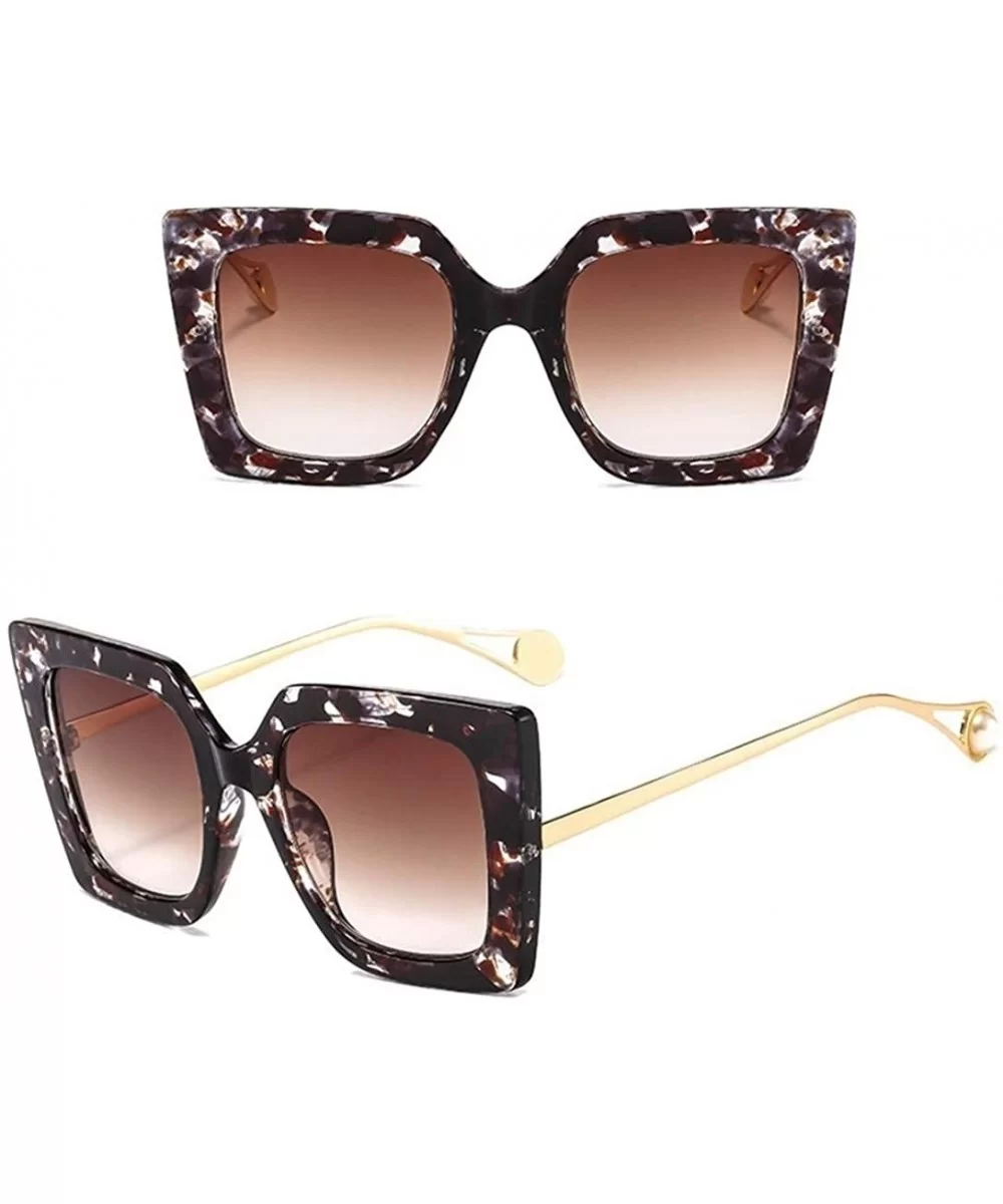 Women Oversized Sunglasses Female Big Frame Gradient Sun Glasses Vintage Eyewear UV400 - C5floral Brown - CI1902WCCTM $8.51 O...