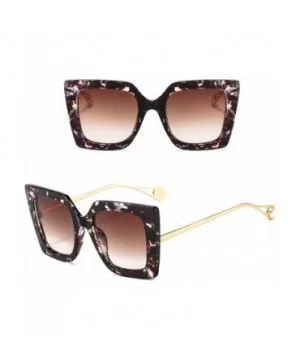 Women Oversized Sunglasses Female Big Frame Gradient Sun Glasses Vintage Eyewear UV400 - C5floral Brown - CI1902WCCTM $8.51 O...