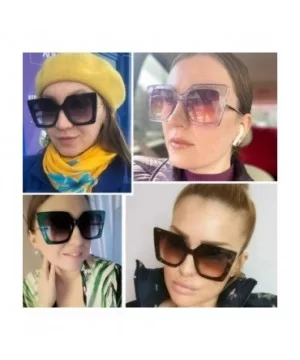 Women Oversized Sunglasses Female Big Frame Gradient Sun Glasses Vintage Eyewear UV400 - C5floral Brown - CI1902WCCTM $8.51 O...