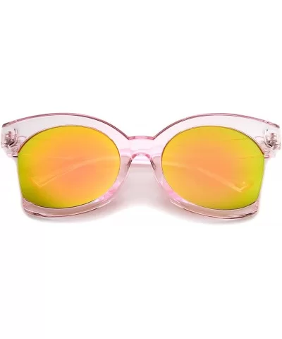 Women's Oversize Side Cut Transparent Frame Colored Mirror Cat Eye Sunglasses 59mm - Pink / Orange Mirror - CR12LBS7045 $7.21...