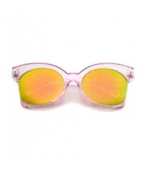 Women's Oversize Side Cut Transparent Frame Colored Mirror Cat Eye Sunglasses 59mm - Pink / Orange Mirror - CR12LBS7045 $7.21...