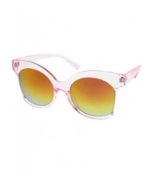 Women's Oversize Side Cut Transparent Frame Colored Mirror Cat Eye Sunglasses 59mm - Pink / Orange Mirror - CR12LBS7045 $7.21...