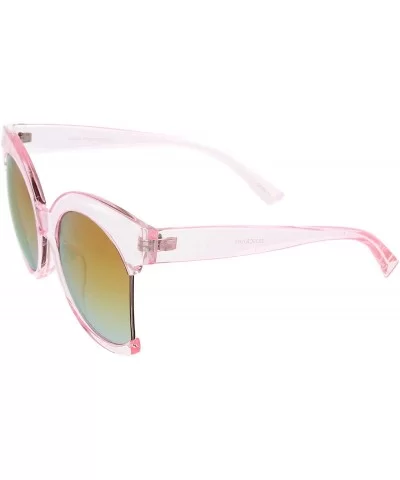 Women's Oversize Side Cut Transparent Frame Colored Mirror Cat Eye Sunglasses 59mm - Pink / Orange Mirror - CR12LBS7045 $7.21...