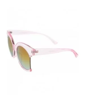 Women's Oversize Side Cut Transparent Frame Colored Mirror Cat Eye Sunglasses 59mm - Pink / Orange Mirror - CR12LBS7045 $7.21...