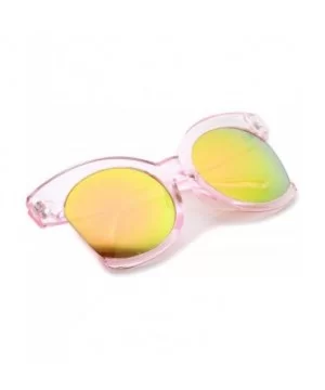 Women's Oversize Side Cut Transparent Frame Colored Mirror Cat Eye Sunglasses 59mm - Pink / Orange Mirror - CR12LBS7045 $7.21...