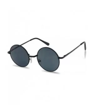 Vintage Small Round Circle Hipster 1960s Trendy Sunglasses - Black - CJ11QXVJEFJ $6.08 Round