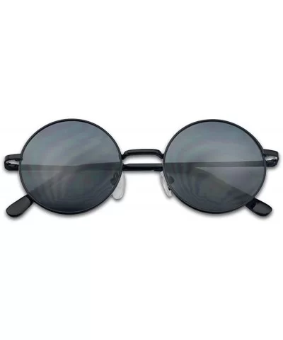 Vintage Small Round Circle Hipster 1960s Trendy Sunglasses - Black - CJ11QXVJEFJ $6.08 Round