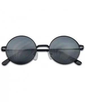 Vintage Small Round Circle Hipster 1960s Trendy Sunglasses - Black - CJ11QXVJEFJ $6.08 Round