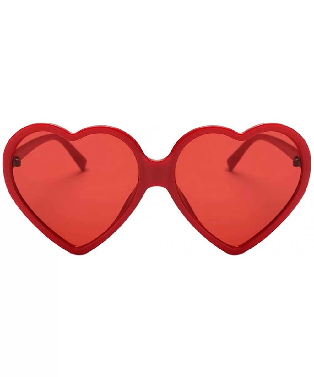 Glasses- Women Fashion Unisex Heart-shaped Shades Sunglasses Integrated UV - 1426rd - CE18ROYMD4M $7.30 Square