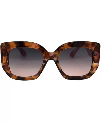 Womens Vintage Fashion Sunglasses Semi Thick Square Shades UV 400 - Tortoise Pink (Smoke Pink) - CJ193XO4XSG $8.05 Square