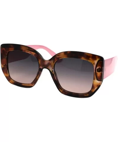 Womens Vintage Fashion Sunglasses Semi Thick Square Shades UV 400 - Tortoise Pink (Smoke Pink) - CJ193XO4XSG $8.05 Square