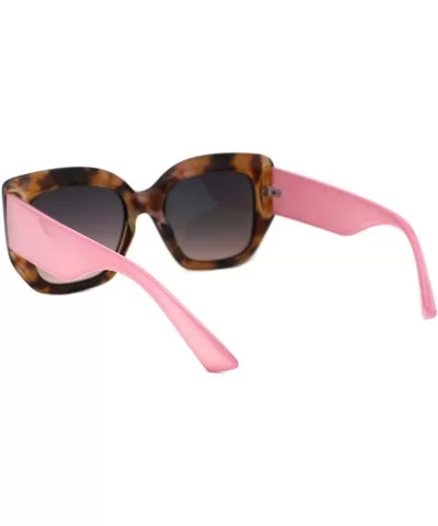 Womens Vintage Fashion Sunglasses Semi Thick Square Shades UV 400 - Tortoise Pink (Smoke Pink) - CJ193XO4XSG $8.05 Square