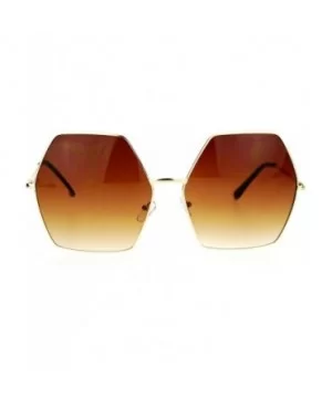 Retro Oversized Octagon Groove Hippie Sunglasses - Gold Brown - CV12DUJWYPX $8.05 Oversized