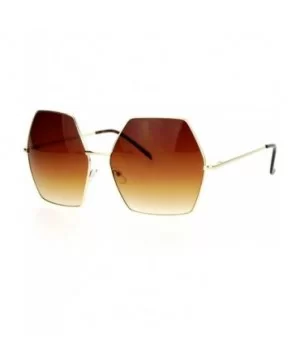 Retro Oversized Octagon Groove Hippie Sunglasses - Gold Brown - CV12DUJWYPX $8.05 Oversized