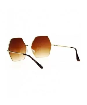 Retro Oversized Octagon Groove Hippie Sunglasses - Gold Brown - CV12DUJWYPX $8.05 Oversized