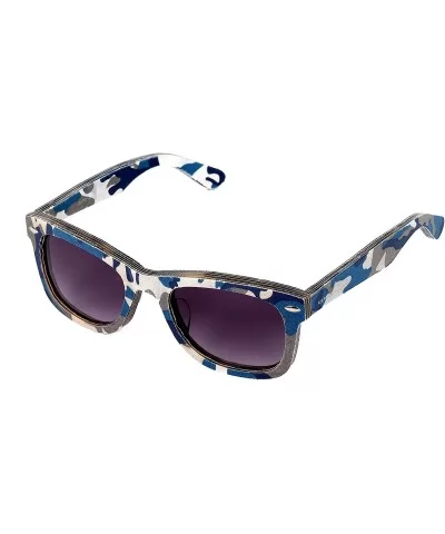 Camouflage Sunglasses Textile Acetate Hybrid - Camouflage With Blue - CX11ZK5GXVR $48.81 Wayfarer