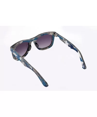 Camouflage Sunglasses Textile Acetate Hybrid - Camouflage With Blue - CX11ZK5GXVR $48.81 Wayfarer