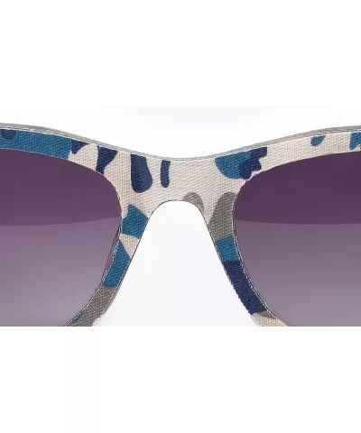 Camouflage Sunglasses Textile Acetate Hybrid - Camouflage With Blue - CX11ZK5GXVR $48.81 Wayfarer