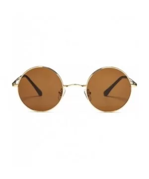 Retro Small Round Polarized Sunglasses for Men Women John Lennon Style - C6 Gold Frame/Brown Lens - C518A4R9M57 $8.35 Oval