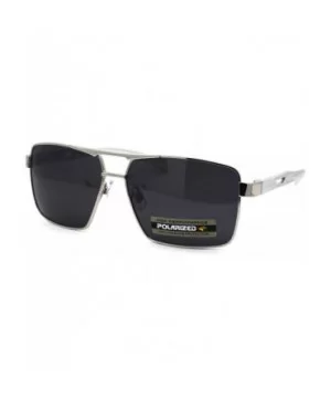 No Glare Polarized Lens Rectangular Sport Pilots Sunglasses - Silver Black - CT196IIHC4U $13.63 Rectangular