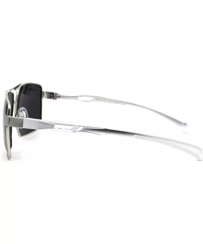 No Glare Polarized Lens Rectangular Sport Pilots Sunglasses - Silver Black - CT196IIHC4U $13.63 Rectangular