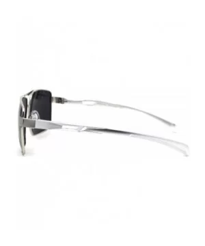 No Glare Polarized Lens Rectangular Sport Pilots Sunglasses - Silver Black - CT196IIHC4U $13.63 Rectangular