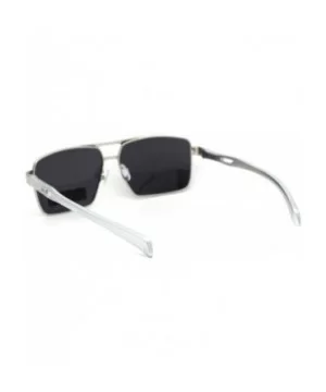 No Glare Polarized Lens Rectangular Sport Pilots Sunglasses - Silver Black - CT196IIHC4U $13.63 Rectangular