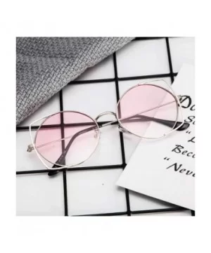 Sunglasses for Women Cat Eye Mirrored Flat Lenses Metal Frame Designer Sunglasses Holiday - Pink - CE18RL0YLDN $9.81 Round