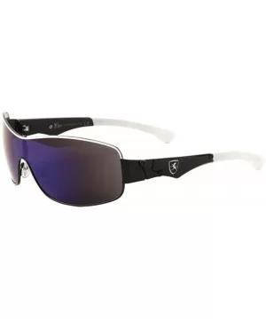 Khan Slim Sport Wrap Around Shield One Piece Lens Sunglasses - White & Black Frame - CC18S7UUGR0 $7.26 Oversized