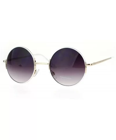 Metal Retro Round Circle Lens Hippie Sunglasses - White - CP12MF4OIDP $9.58 Round