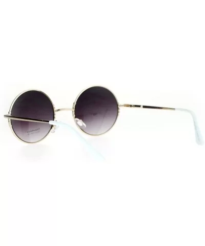 Metal Retro Round Circle Lens Hippie Sunglasses - White - CP12MF4OIDP $9.58 Round