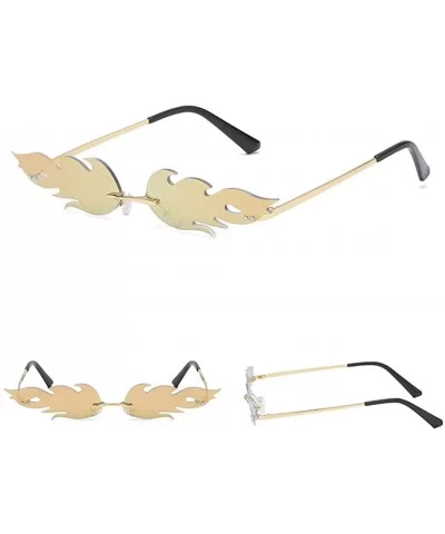 Women Retro Irregular Feathery Shape Metal Punk Style Sunglasses Vintage Glasses - E - CV196RE8KTK $7.97 Wrap