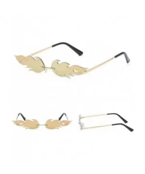 Women Retro Irregular Feathery Shape Metal Punk Style Sunglasses Vintage Glasses - E - CV196RE8KTK $7.97 Wrap