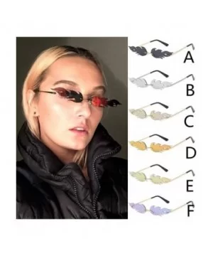 Women Retro Irregular Feathery Shape Metal Punk Style Sunglasses Vintage Glasses - E - CV196RE8KTK $7.97 Wrap