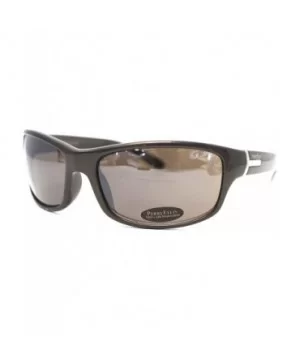 Sunglasses Mens Brown Plastic Rectangle Wrap- Solid Brown Lens 13-1 - CO118V115WJ $23.53 Rectangular