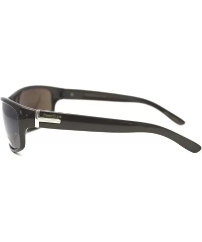 Sunglasses Mens Brown Plastic Rectangle Wrap- Solid Brown Lens 13-1 - CO118V115WJ $23.53 Rectangular